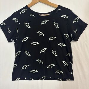 Love Peace & Lazy Days Glow In The Dark Bat Shirt Womens M Black Witchy Goth